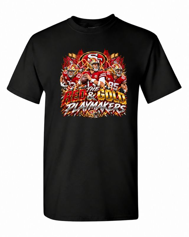 San Francisco 49ers Red &amp; Gold Playmakers Football T-Shirt