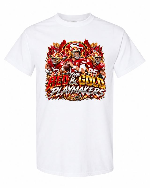 San Francisco 49ers Red &amp; Gold Playmakers Football T-Shirt
