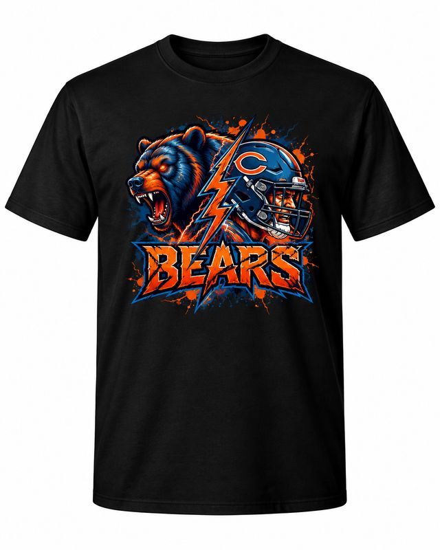 Chicago Bears Lightning Bear &amp; Helmet Football T-Shirt