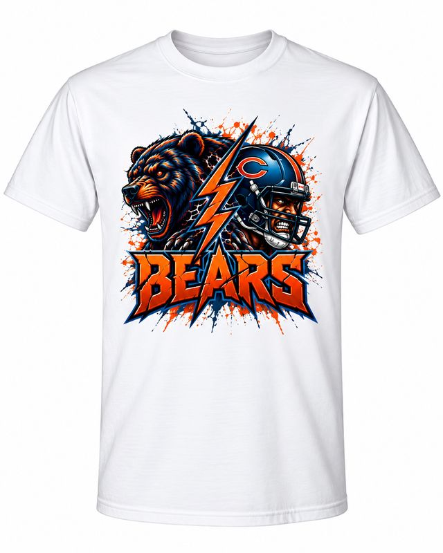 Chicago Bears Lightning Bear &amp; Helmet Football T-Shirt