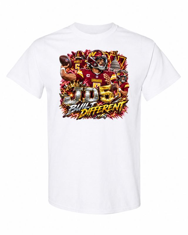 Washington Commanders JD5 Built Different Football T-Shirt