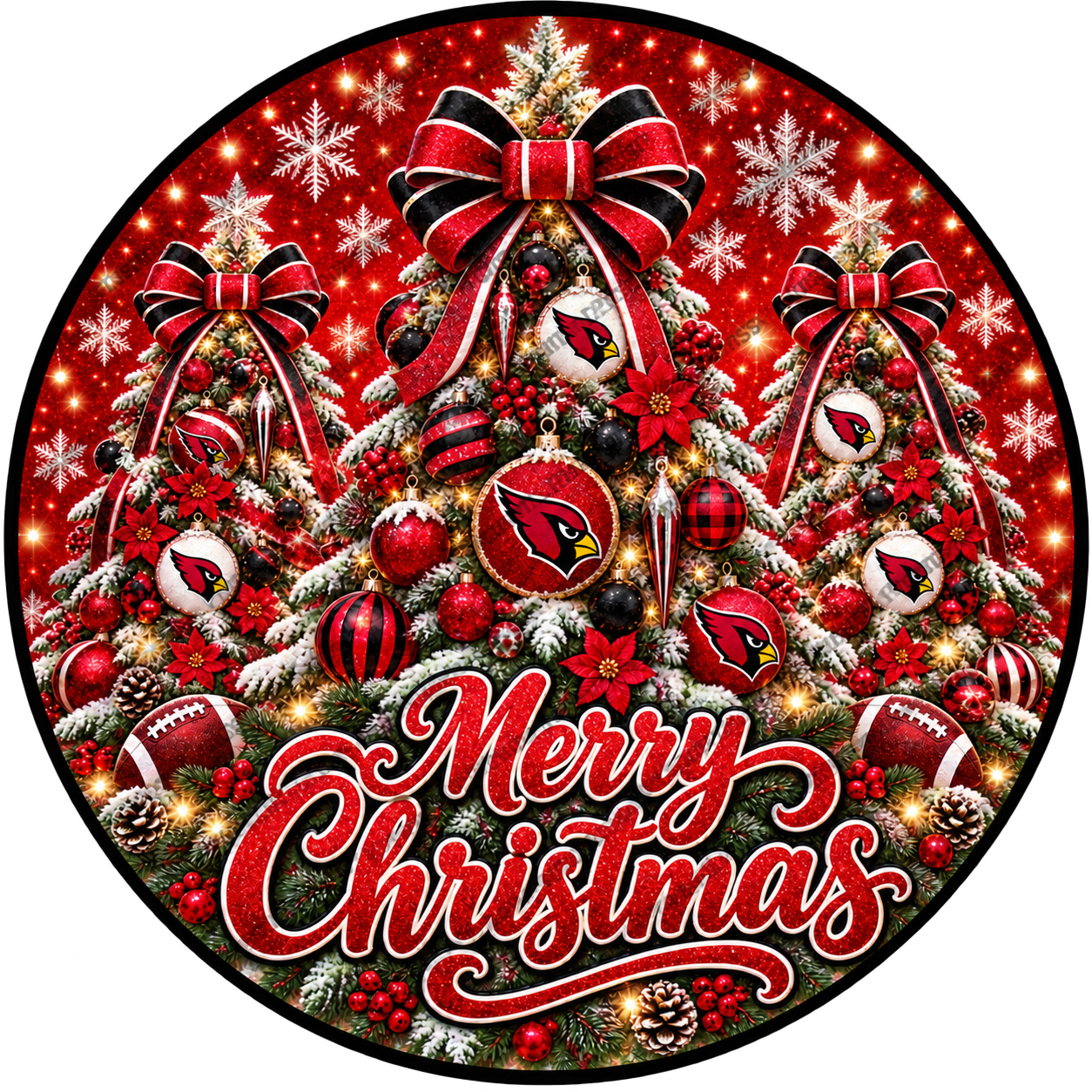 Arizona Cardinals Merry Christmas Wreath Center Round