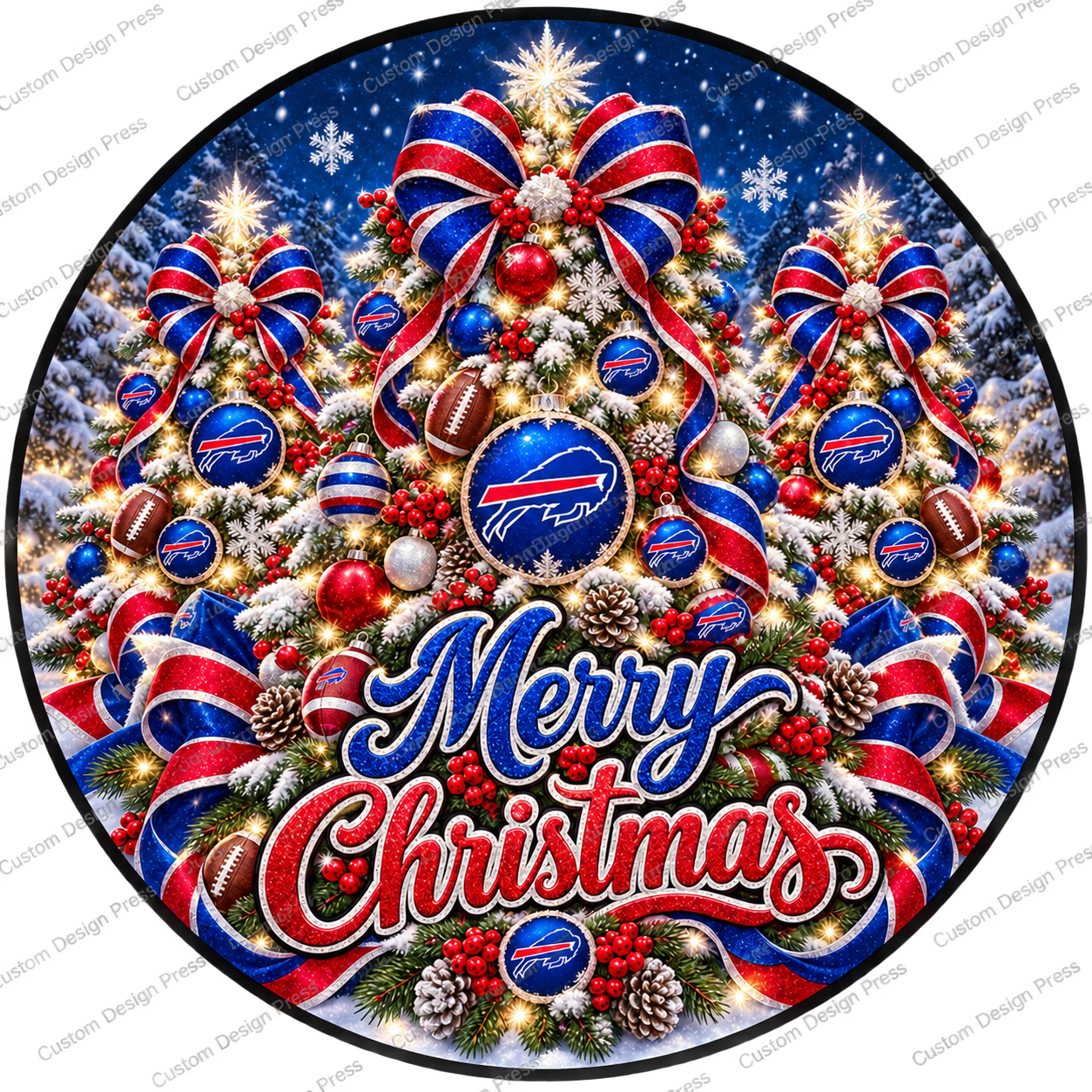Buffalo Bills Merry Christmas Wreath Center Round
