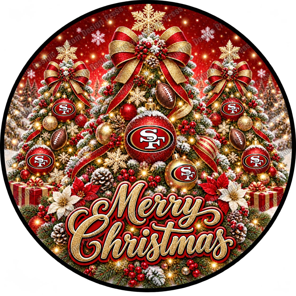 San Francisco 49ers Merry Christmas Wreath Center Round