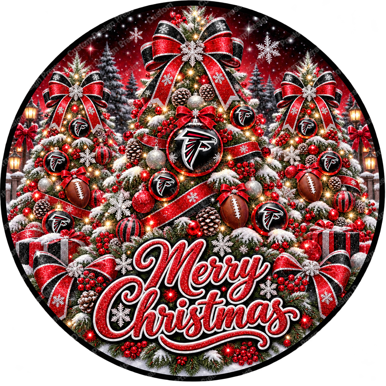Atlanta Falcons Merry Christmas Wreath Center Round