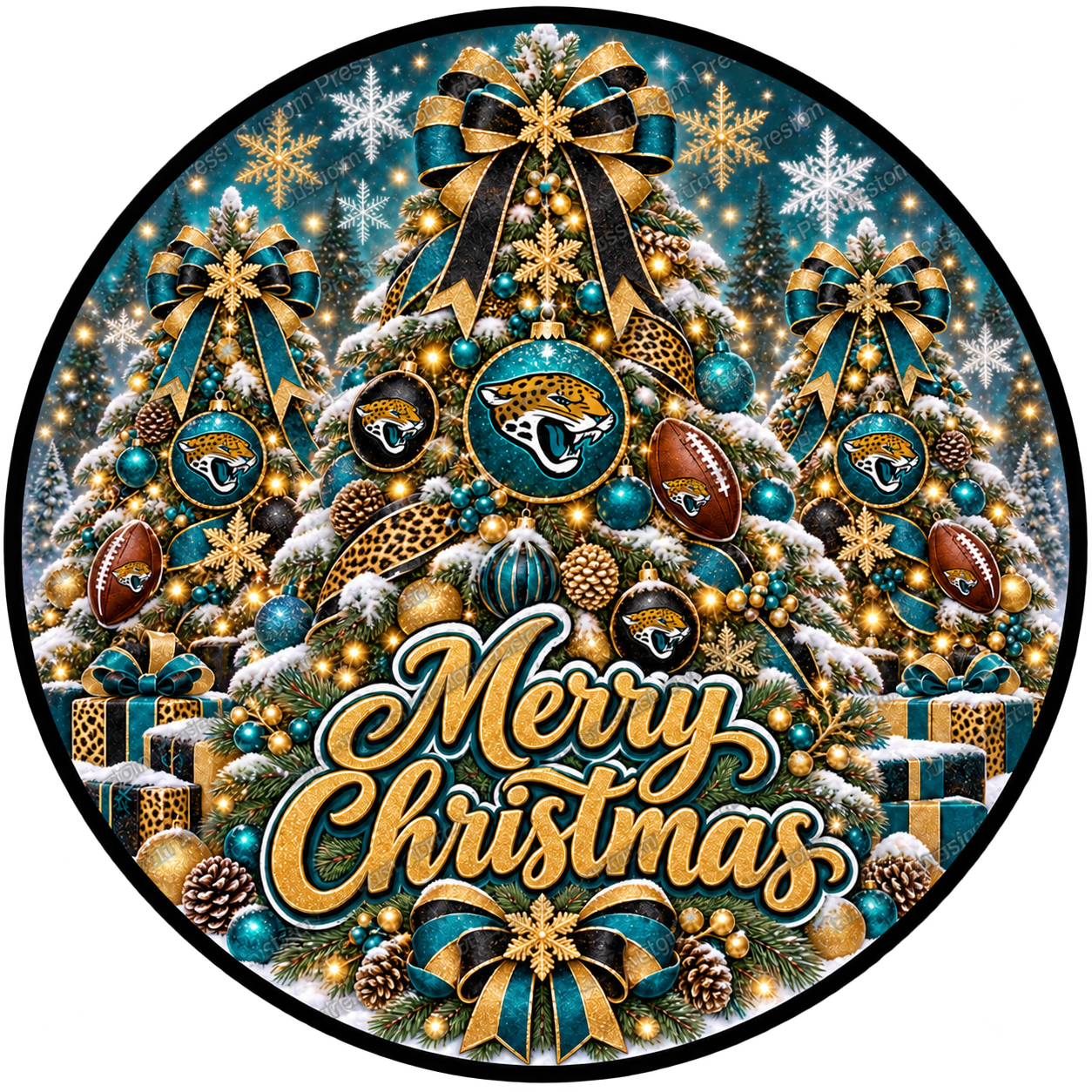Jacksonville Jaguars Merry Christmas Wreath Center Round