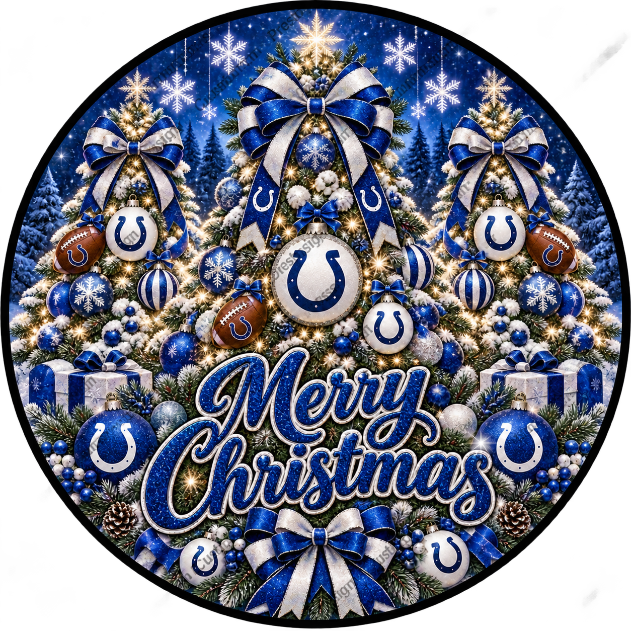 Indianapolis Colts Merry Christmas Wreath Center Round