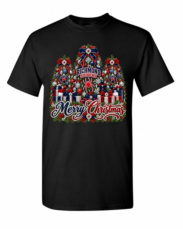 University of Richmond Christmas design on black T-shirt
