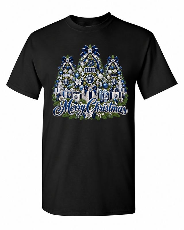 Old Dominion University Christmas design on black T-shirt