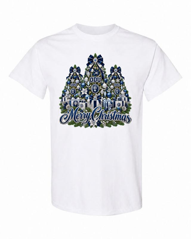 Old Dominion University Christmas design on white T-shirt