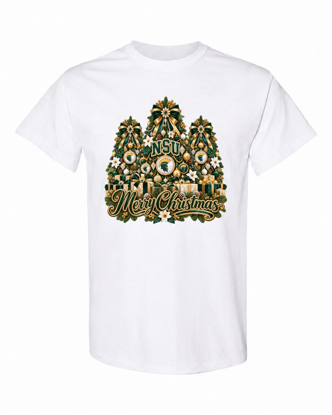 Norfolk State University Christmas design on white T-shirt