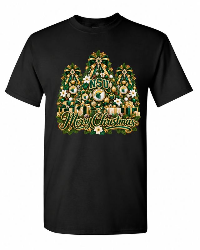 Norfolk State University Christmas design on black T-shirt