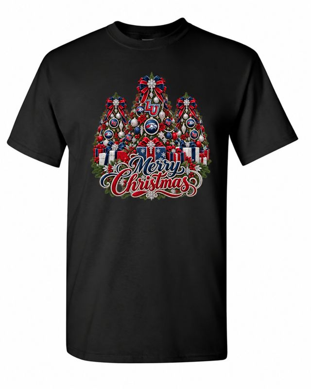 Liberty University Christmas design on black T-shirt