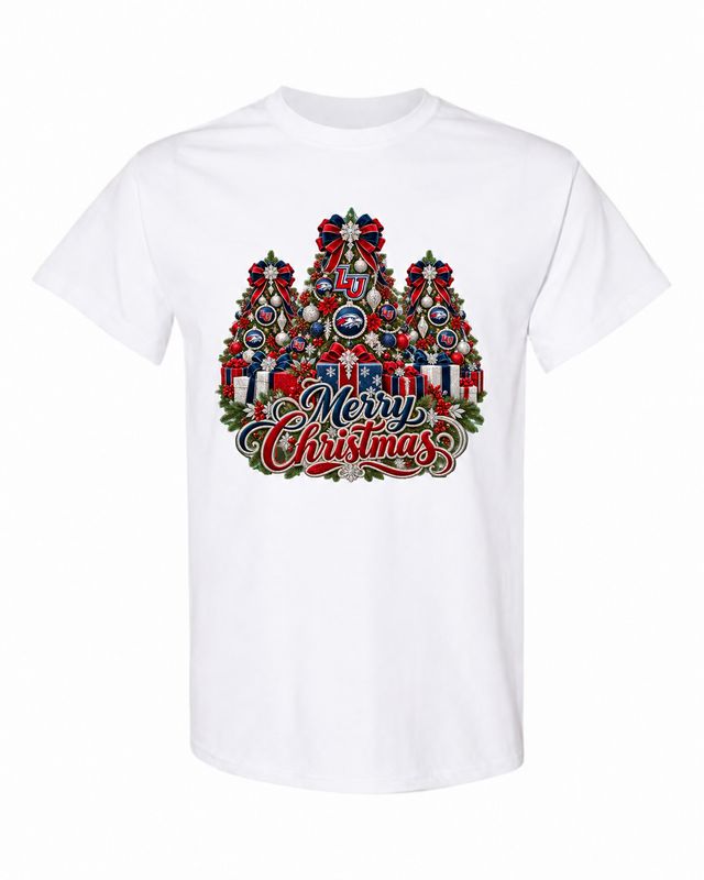 Liberty University Christmas design on white T-shirt