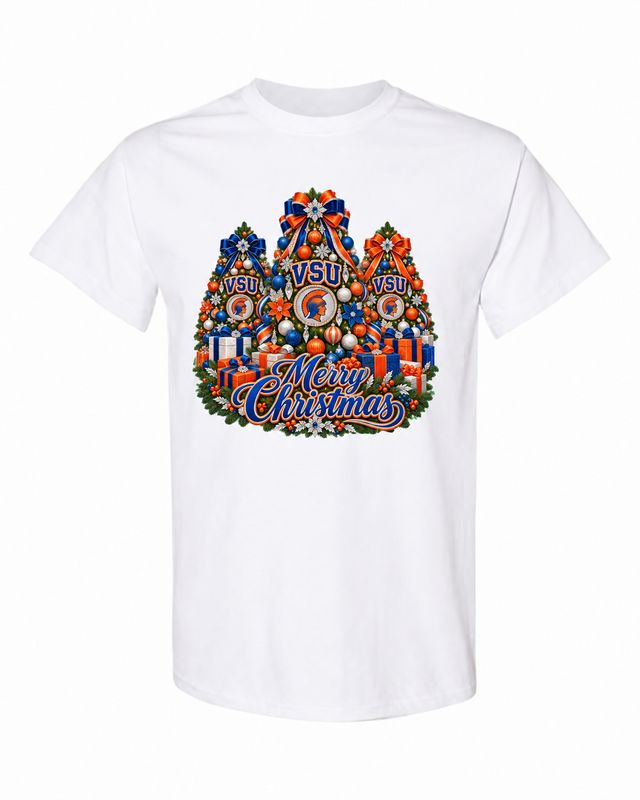 Virginia State University Christmas design on white T-shirt