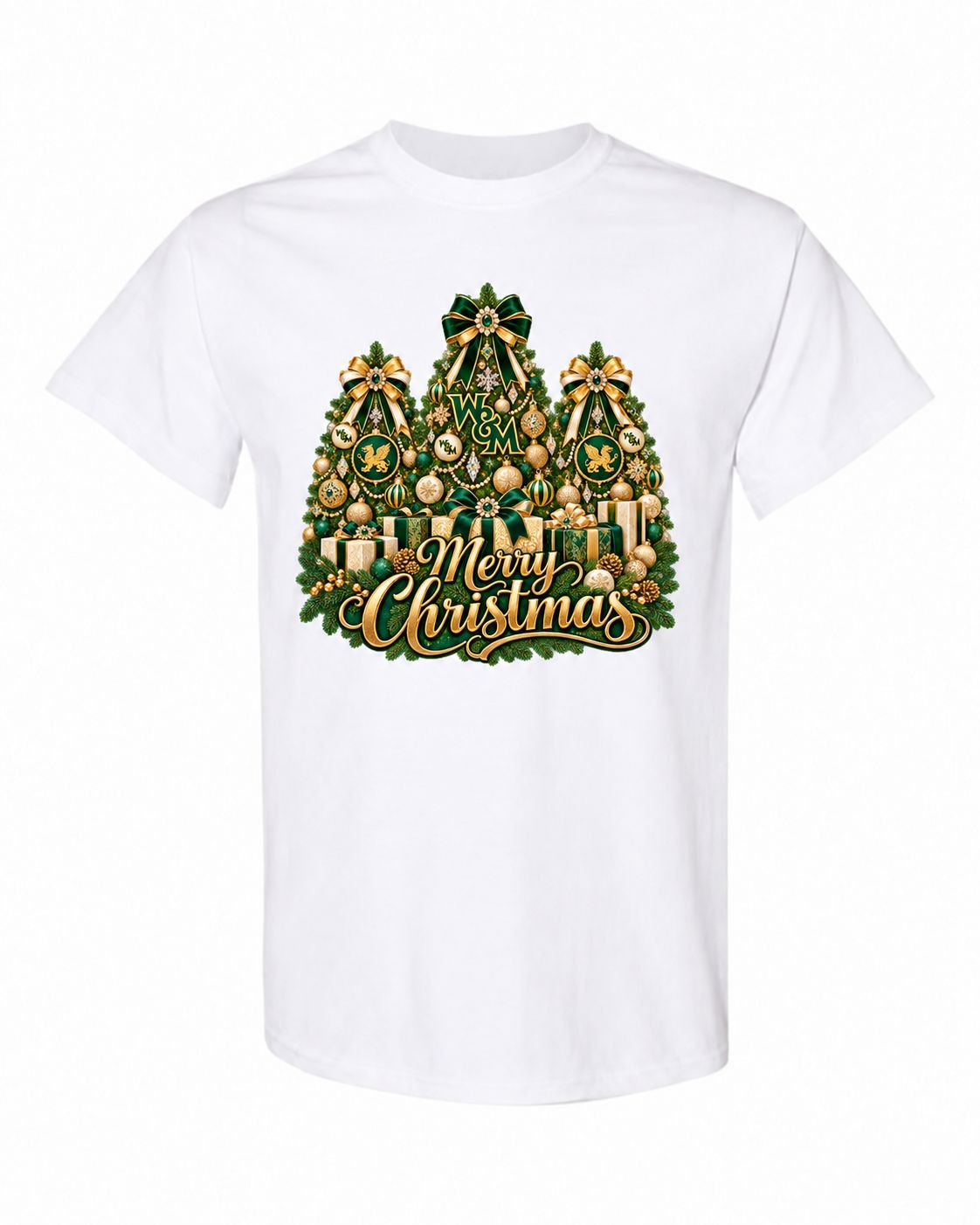 William &amp; Mary Christmas design on white T-shirt