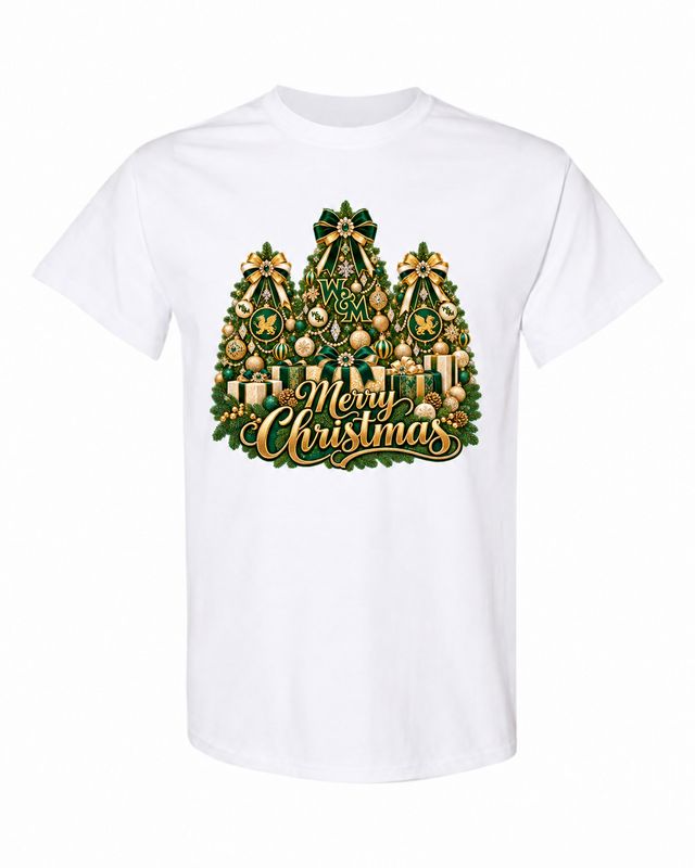 William &amp; Mary Christmas design on white T-shirt
