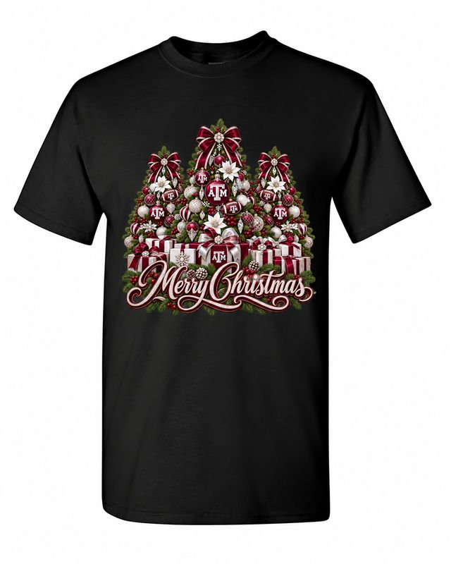 Texas A&amp;M Christmas design on black T-shirt