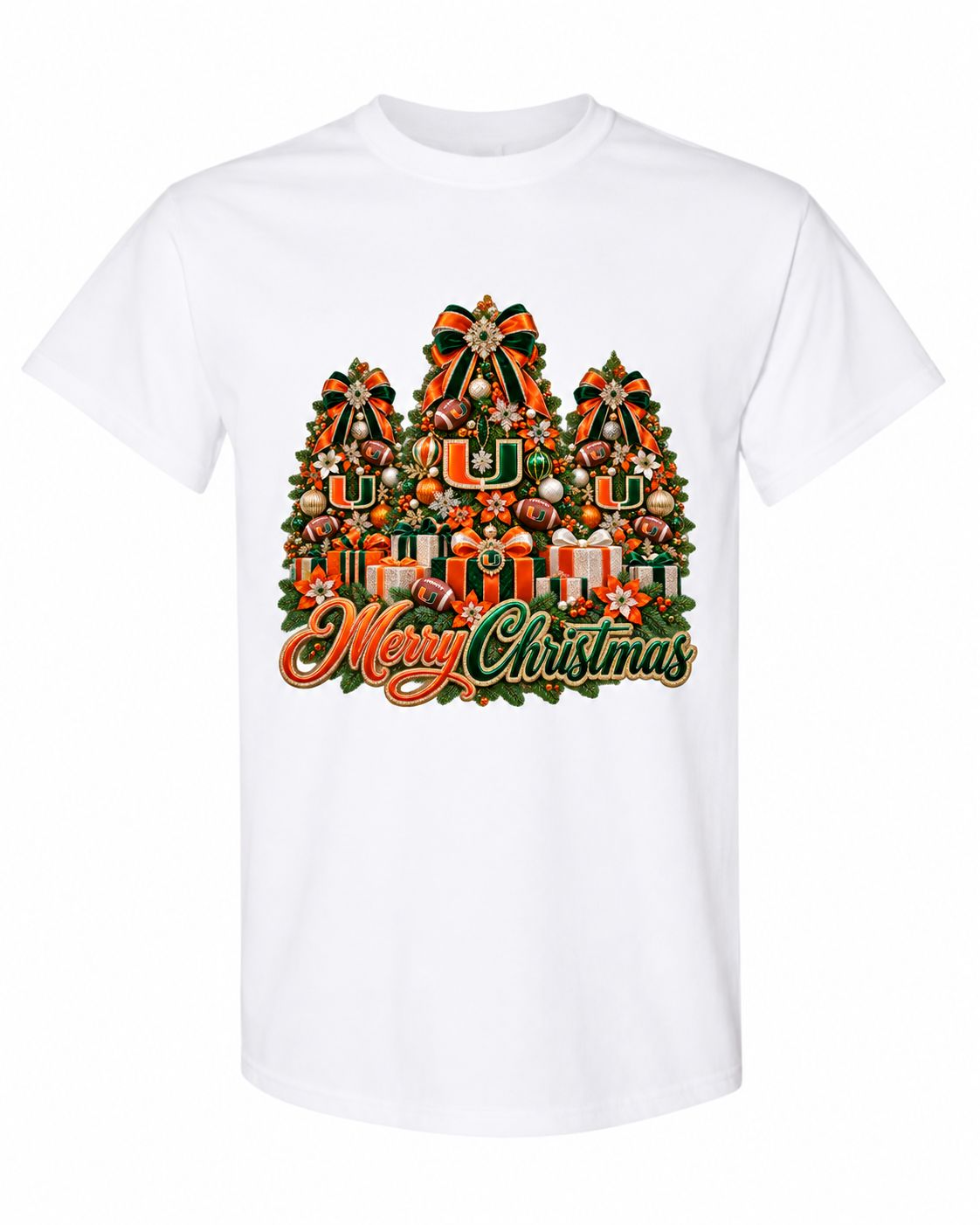 Miami Christmas design on white T-shirt