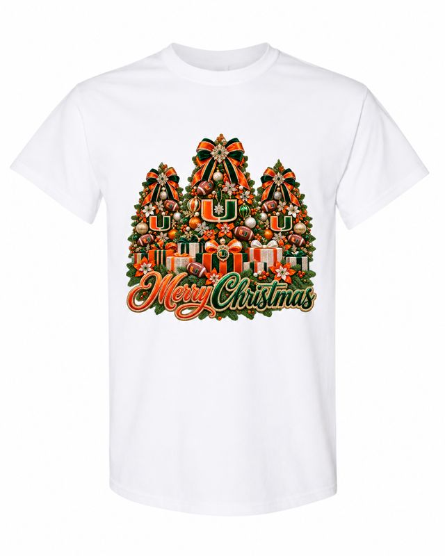 Miami Christmas design on white T-shirt