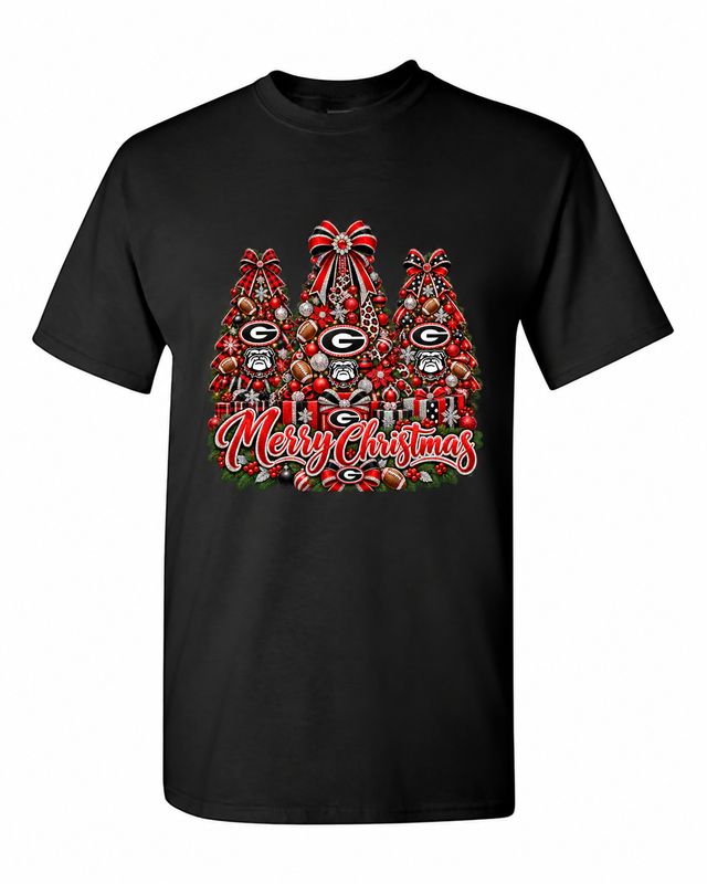Georgia Christmas design on black T-shirt