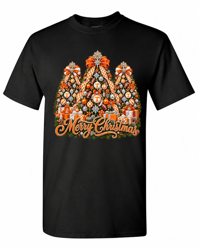 Tennessee Christmas design on black T-shirt