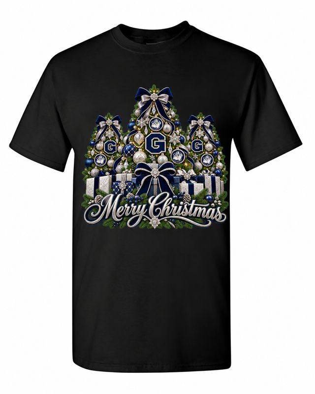 Georgetown Christmas design on black T-shirt