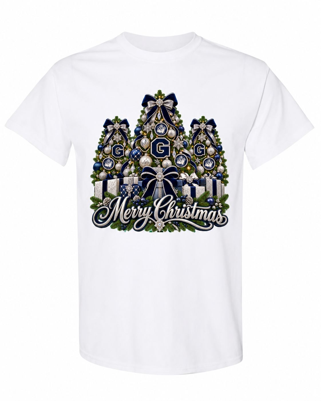 Georgetown Christmas design on white T-shirt