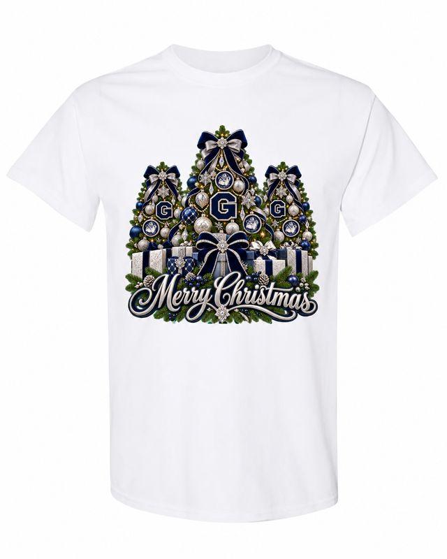 Georgetown Christmas design on white T-shirt