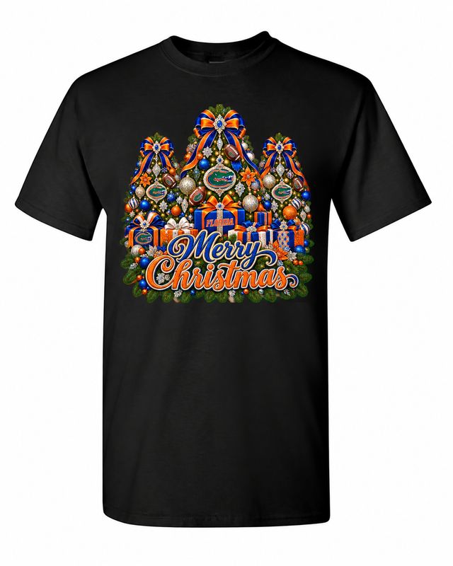 Florida Christmas design on black T-shirt