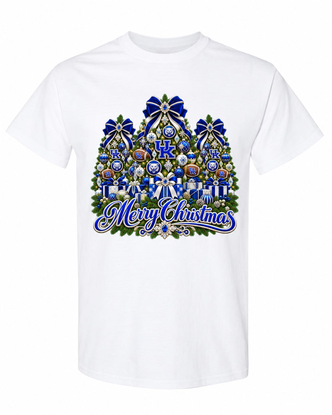 Kentucky Christmas design on white T-shirt