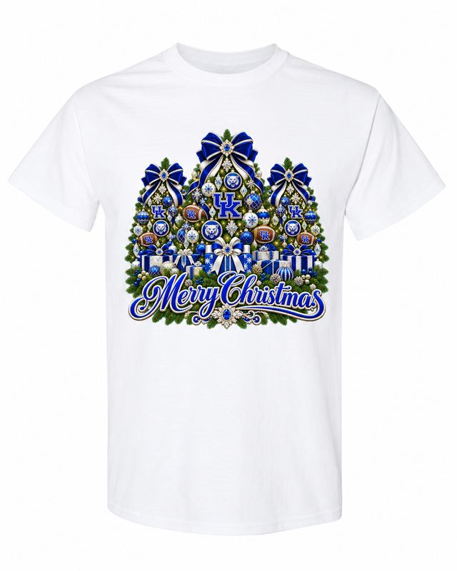 Kentucky Christmas design on white T-shirt