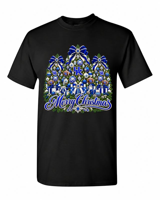 Kentucky Christmas design on black T-shirt