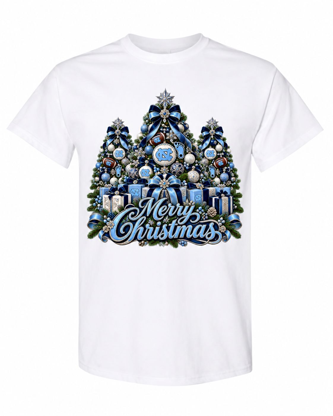 North Carolina Christmas design on white T-shirt
