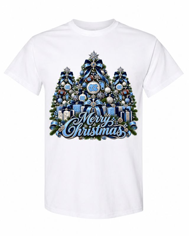 North Carolina Christmas design on white T-shirt