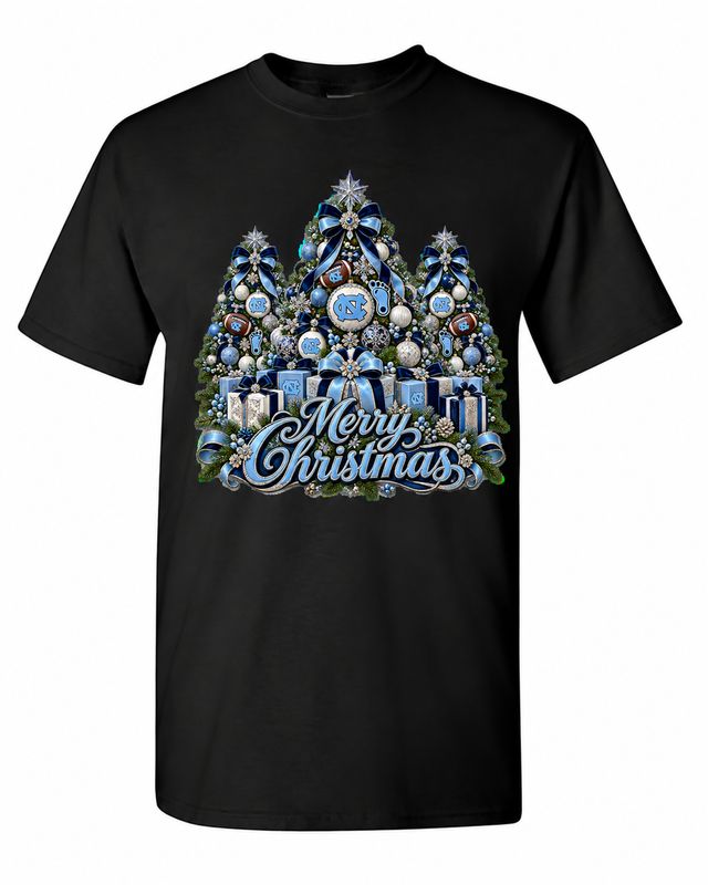 North Carolina Christmas design on black T-shirt