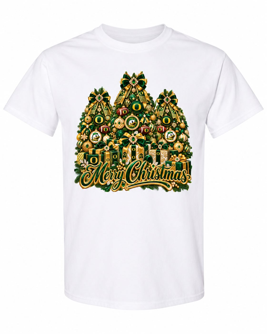 Oregon Christmas design on white T-shirt