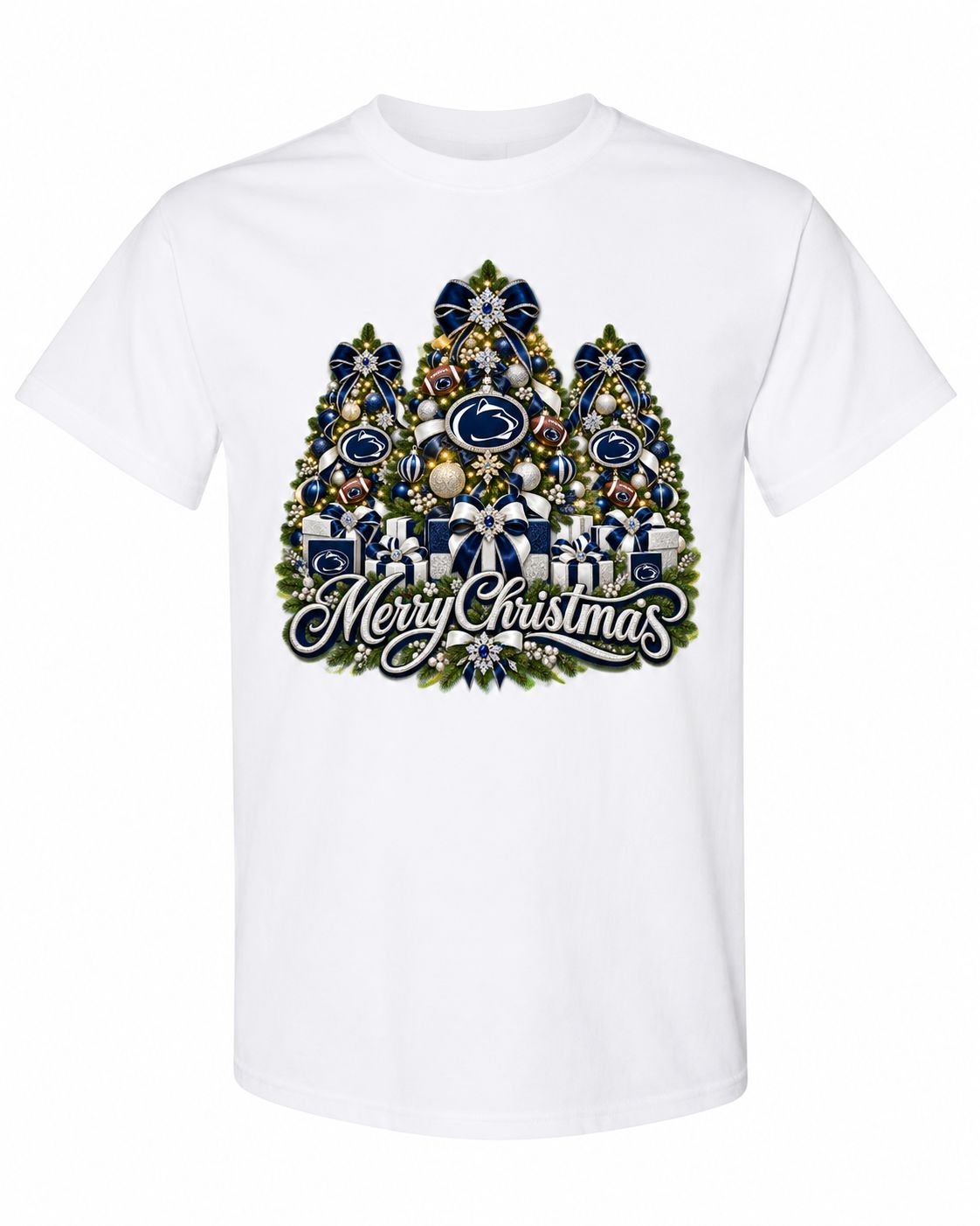 Penn State Christmas design on white T-shirt