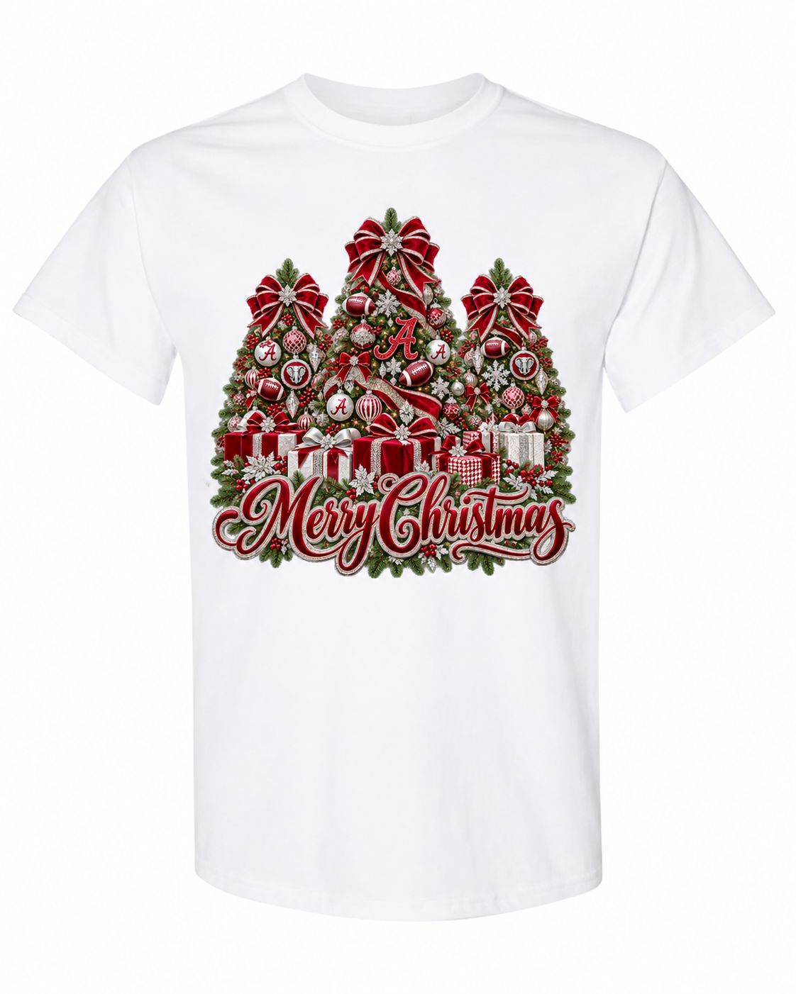Alabama Christmas design on white T-shirt