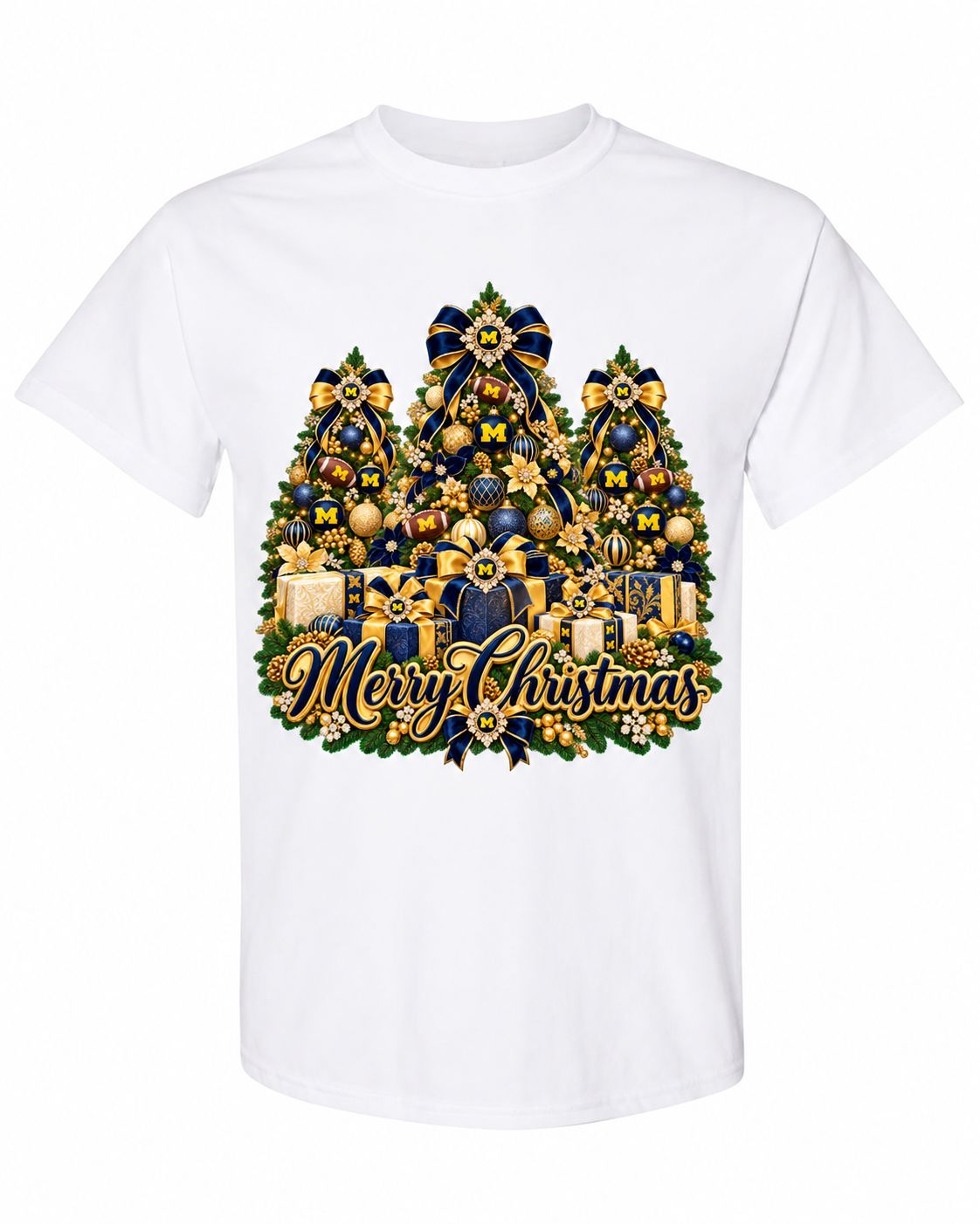 Michigan Christmas design on white T-shirt