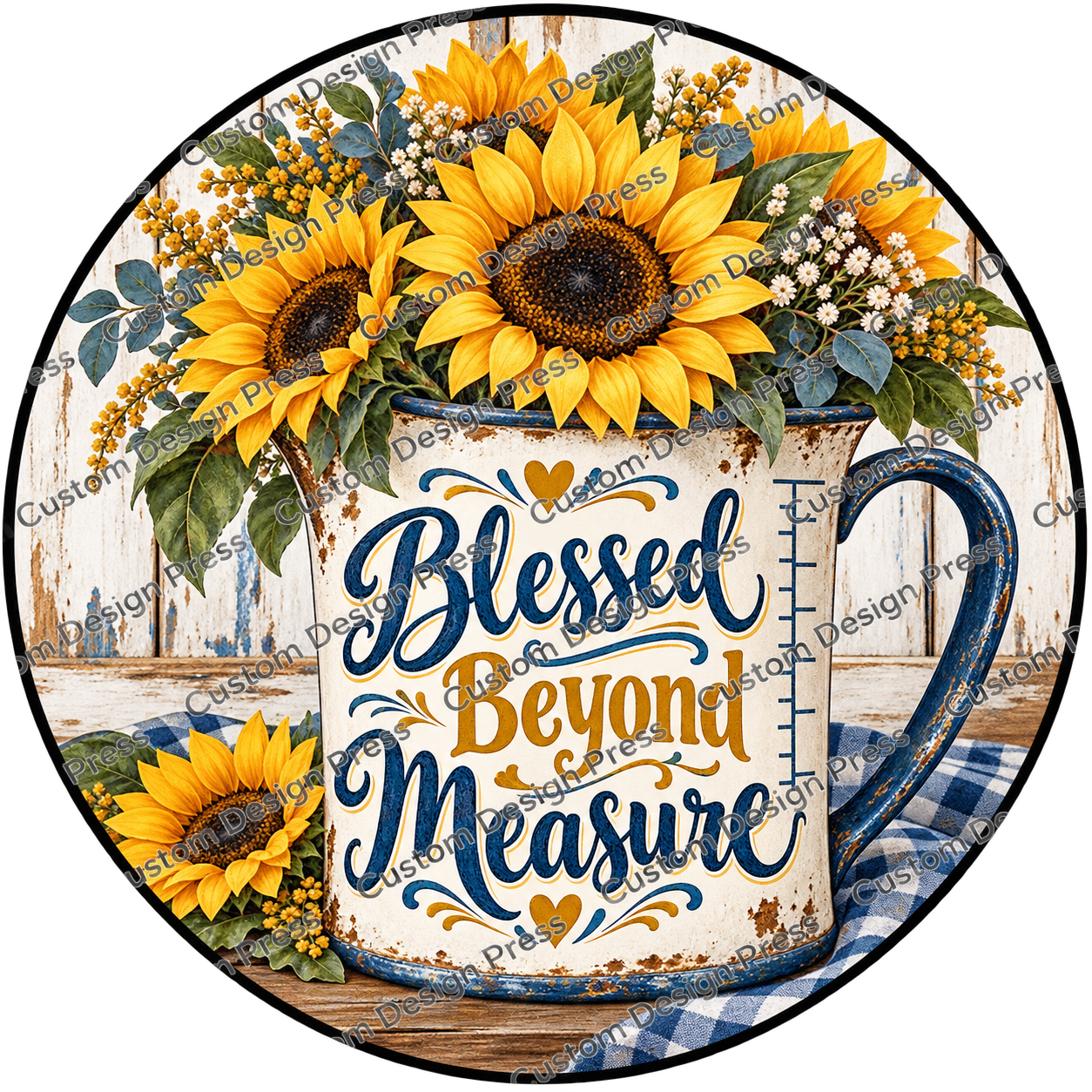 Blessed Beyond Measure Sunflower Mug Wreath Center Round