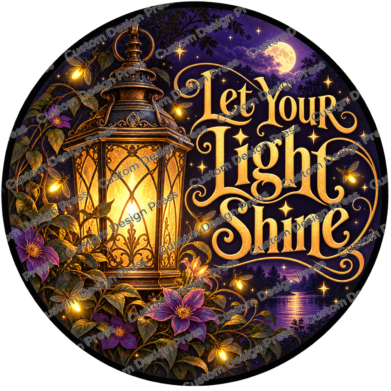 Let Your Light Shine Lantern Wreath Center Round
