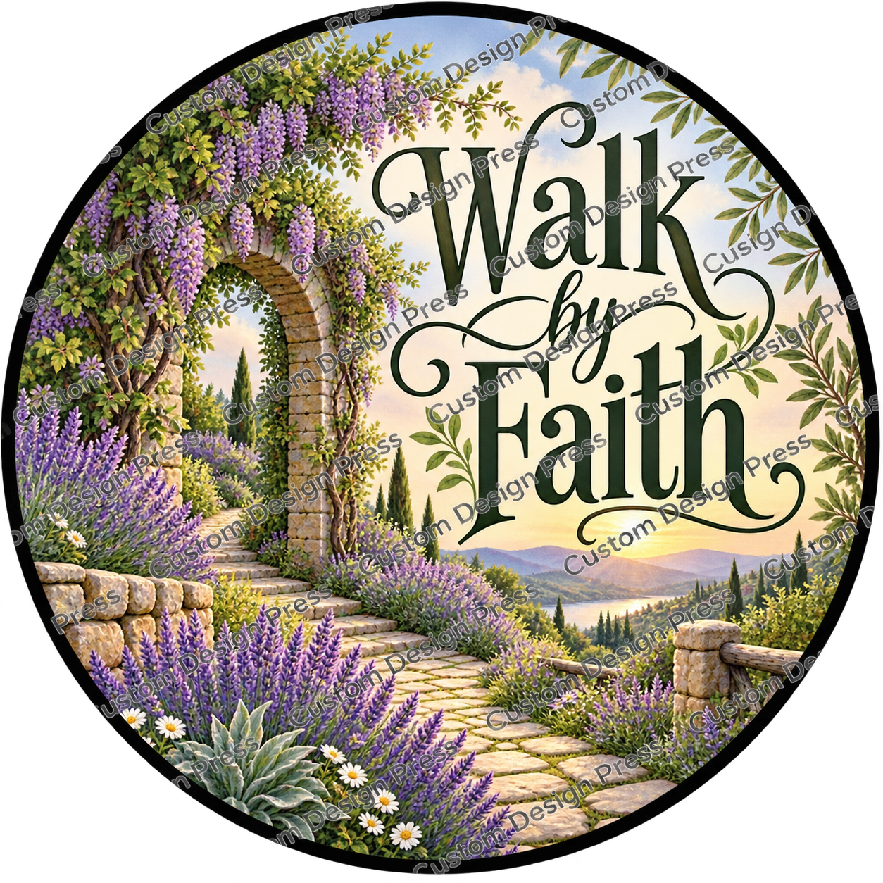 Walk by Faith Lavender Path Wreath Center Round