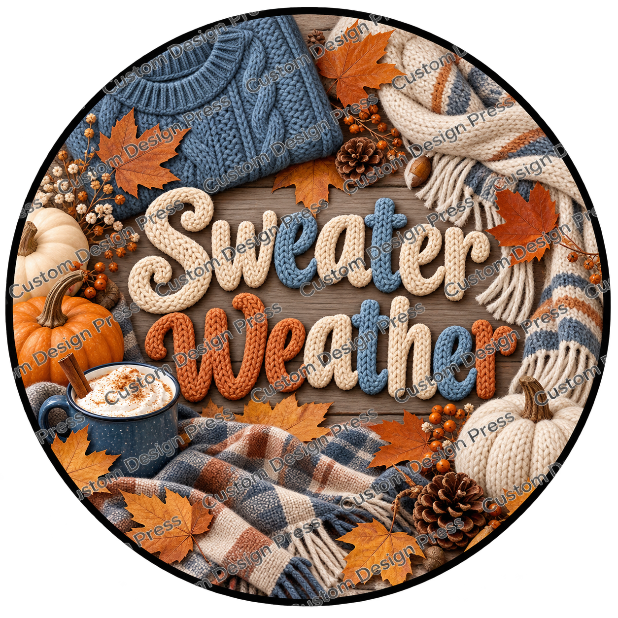 Sweater Weather Cozy Knits Wreath Center Round