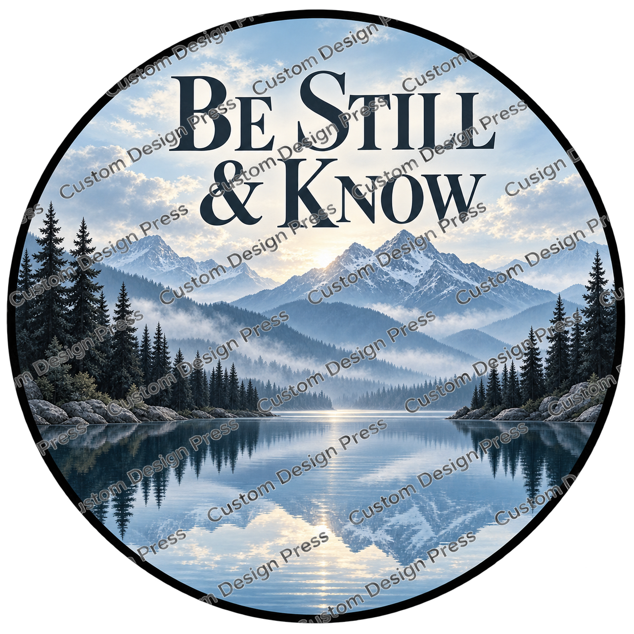 Be Still and Know Mountain Lake Wreath Center Round