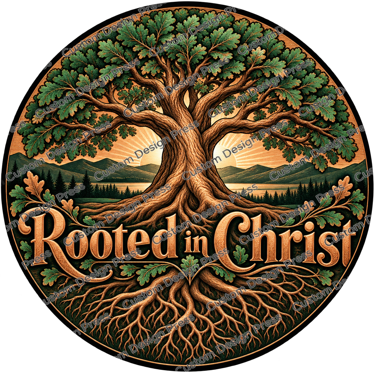 Rooted in Christ Oak Tree Wreath Center Round