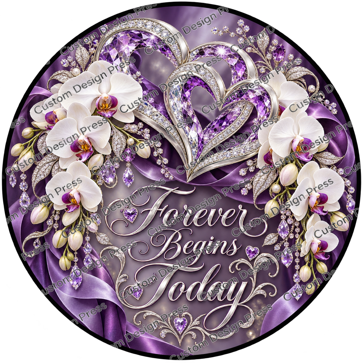 Forever Begins Today Amethyst Wedding Wreath Center Round