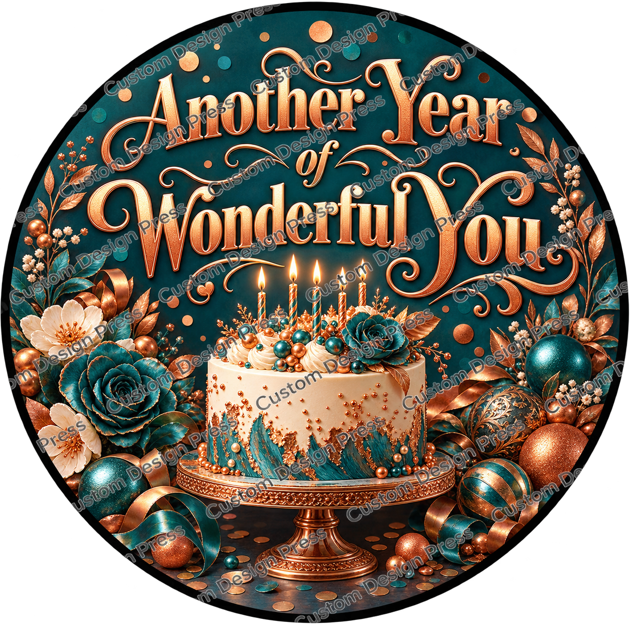 Another Year of Wonderful You Birthday Wreath Center Round