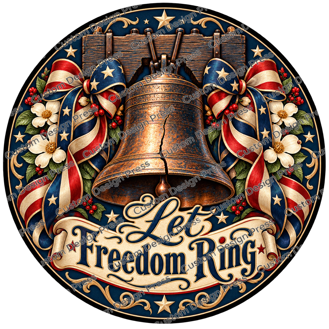 Let Freedom Ring Liberty Bell Wreath Center Round