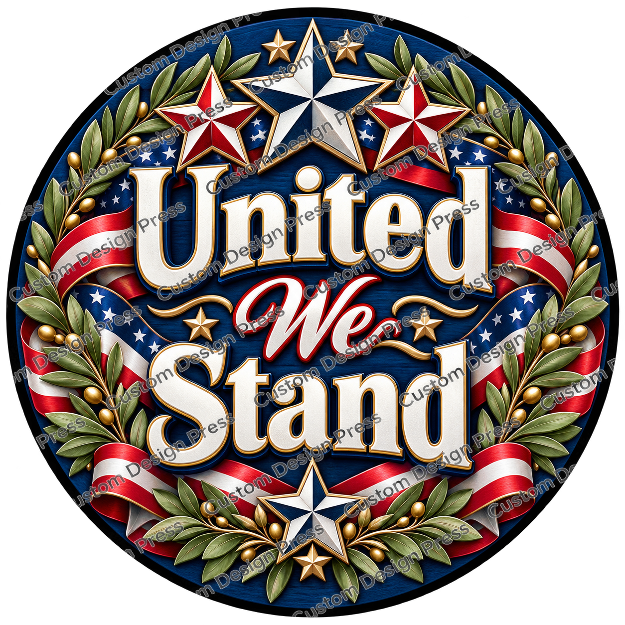 United We Stand Patriotic Stars Wreath Center Round